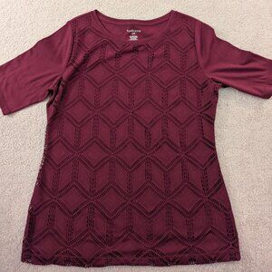 Excellent Condition, Van Heusen Ladies Maroon Top, Size Large